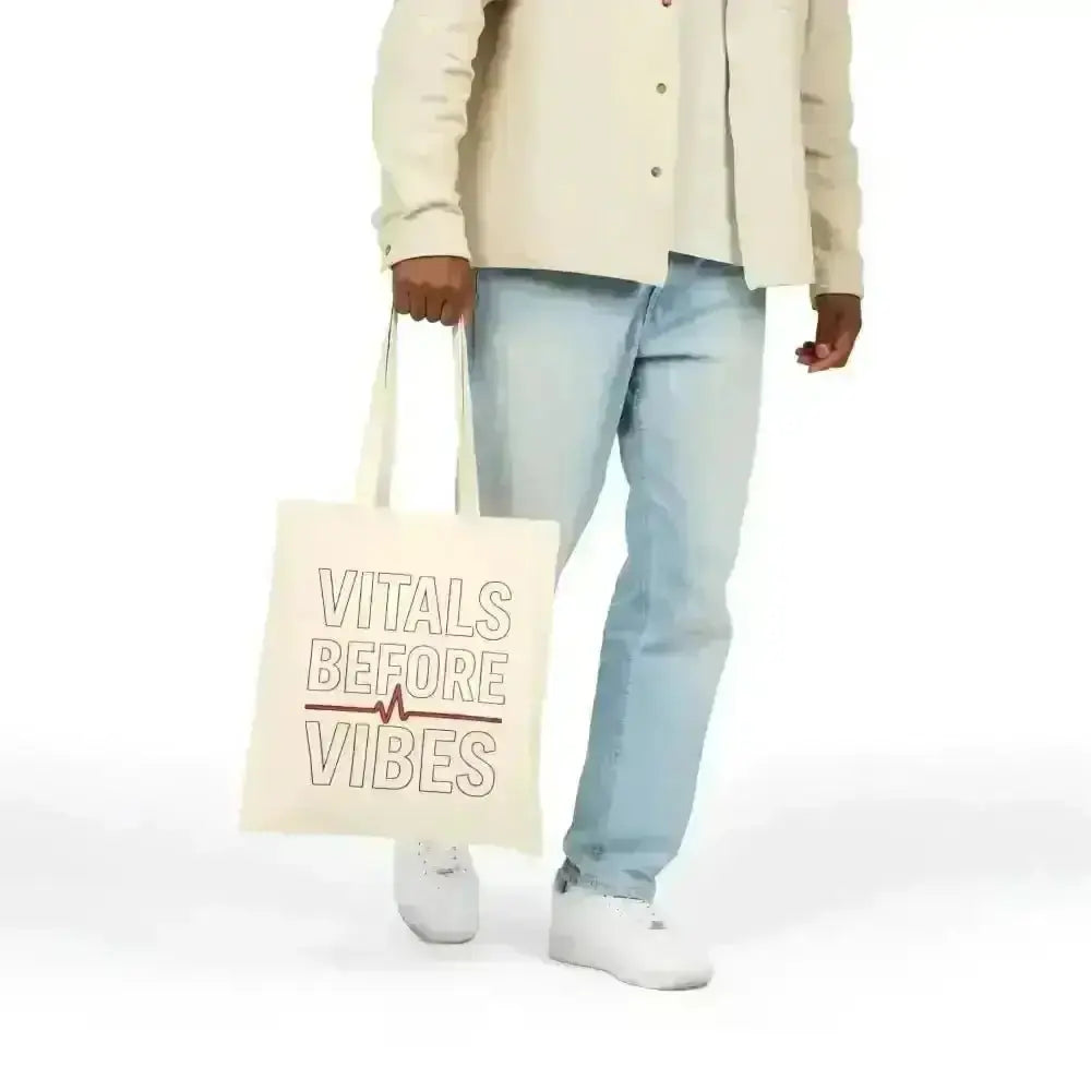 Vitals Before Vibes Healthcare Tote Bag - Nurse Gift - EMT Bag - CNA Shift Bag - Medical Week Gift - Hospital Staff Appreciation.