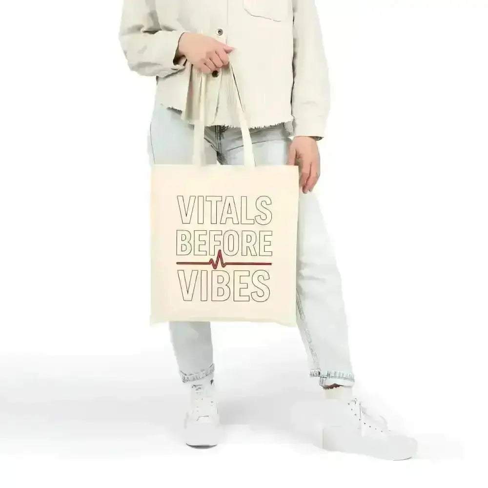 Vitals Before Vibes Healthcare Tote Bag - Nurse Gift - EMT Bag - CNA Shift Bag - Medical Week Gift - Hospital Staff Appreciation.
