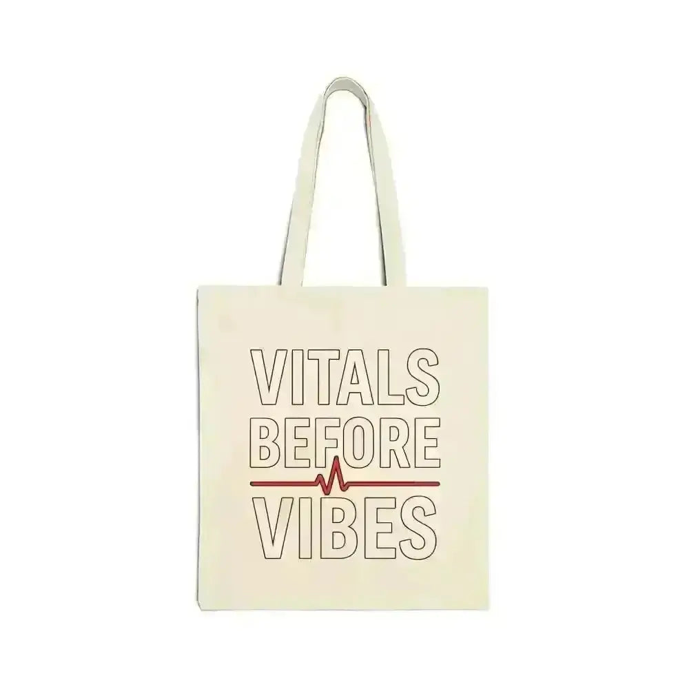 Vitals Before Vibes Healthcare Tote Bag - Nurse Gift - EMT Bag - CNA Shift Bag - Medical Week Gift - Hospital Staff Appreciation.