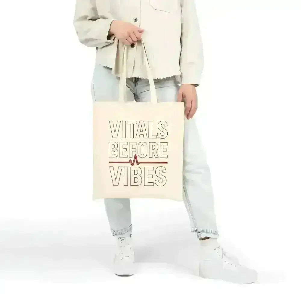 Vitals Before Vibes Healthcare Tote Bag - Nurse Gift - EMT Bag - CNA Shift Bag - Medical Week Gift - Hospital Staff Appreciation.