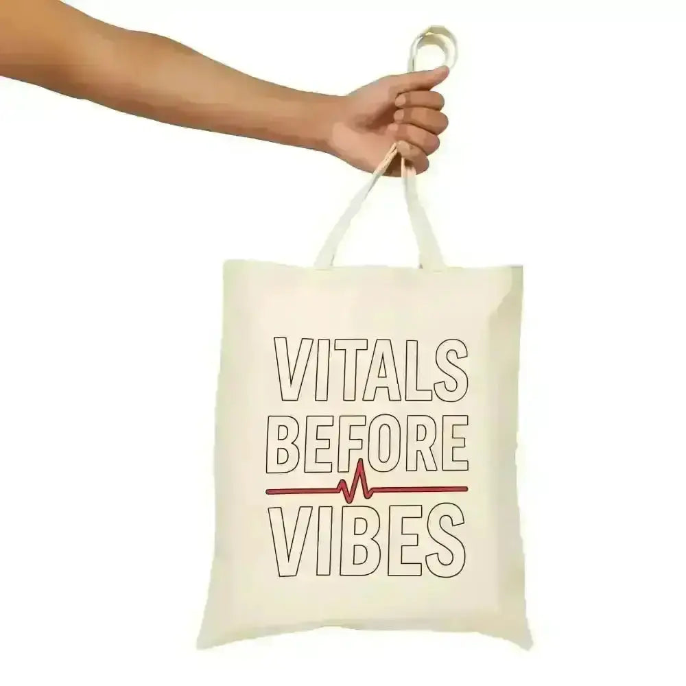 Vitals Before Vibes Healthcare Tote Bag - Nurse Gift - EMT Bag - CNA Shift Bag - Medical Week Gift - Hospital Staff Appreciation.