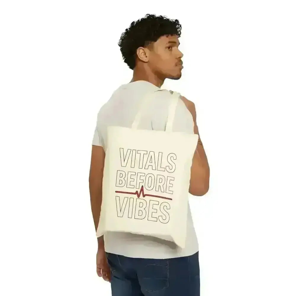 Vitals Before Vibes Healthcare Tote Bag - Nurse Gift - EMT Bag - CNA Shift Bag - Medical Week Gift - Hospital Staff Appreciation.
