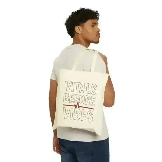 Vitals Before Vibes Healthcare Tote Bag - Nurse Gift - EMT Bag - CNA Shift Bag - Medical Week Gift - Hospital Staff Appreciation.
